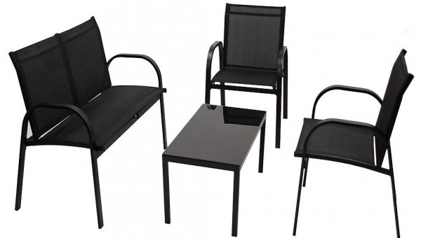  Lounge Set ARONA 4-teilig schwarz Garnitur