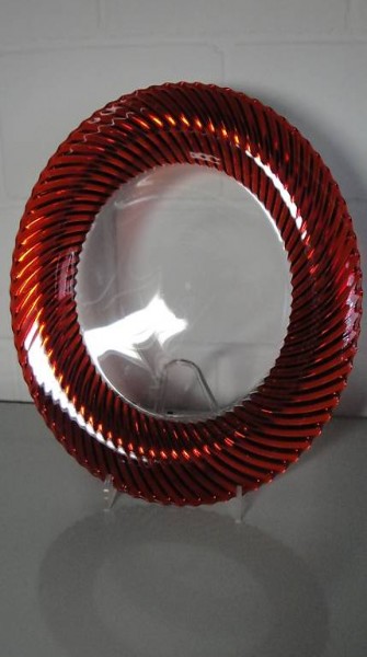  Glas Teller mit rotem Rand