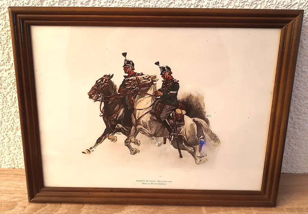 Lithographie Dragons 1914 Canton de Vaud Jwan E.Hugentobler