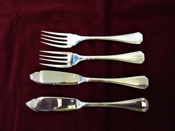  America Christofle 2 Fischmesser + 2 Fischgabeln versilbert