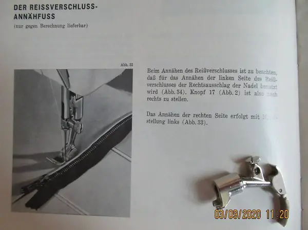  Nähfuss, Näh Fuss, Reissverschluss-Annähfuss verstellbar