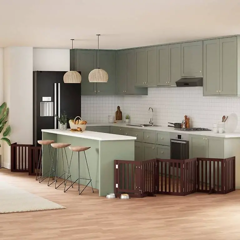 15-tlg. Hundetor mit Tür Faltbar Braun 750 cm Pappelholz