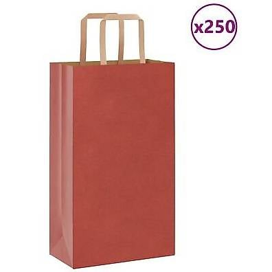 Papiertragetaschen 250 Stk. mit Henkeln Rot 21x11x36 cm 7483
