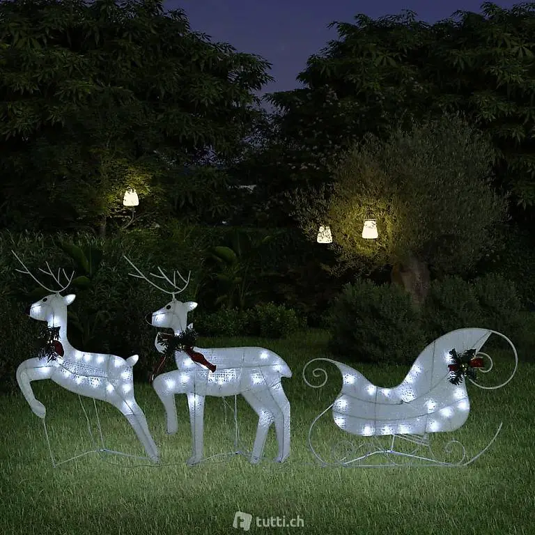 Rentier mit Schlitten Weihnachtsdekoration 60 LEDs Outdoor W