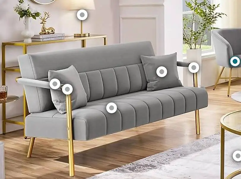 Polstersofa mit Armlehnen & Beine