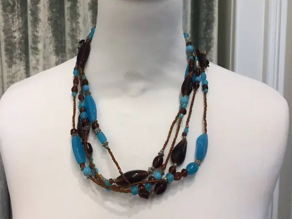 Halskette türkis-braun, Glasperlen