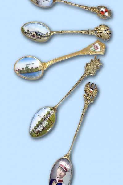  Motiv Kaffeelöffelchen Set | z.T. vergoldet | JG 1908