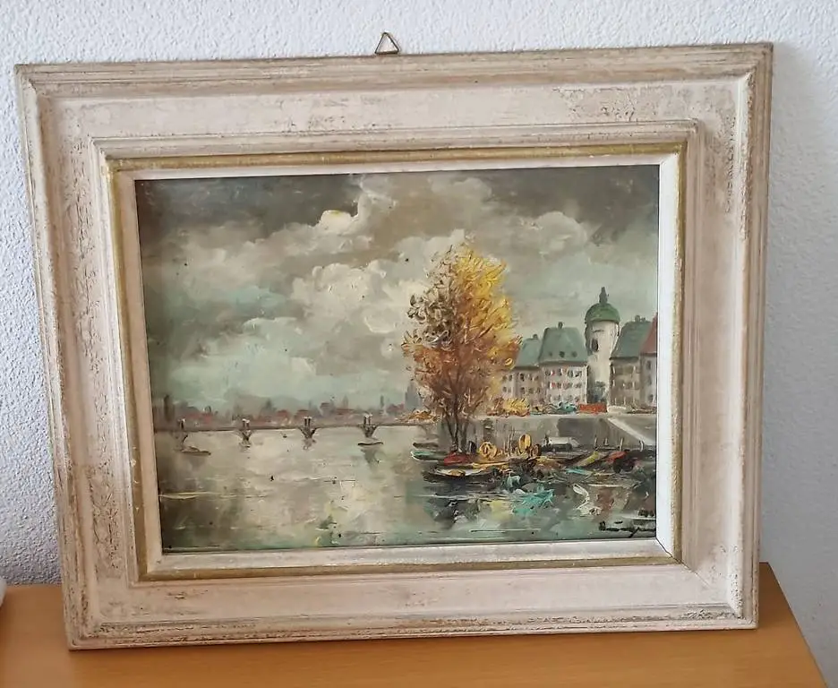 Quadro olio su tela il Ponte degli artisti a Parigi