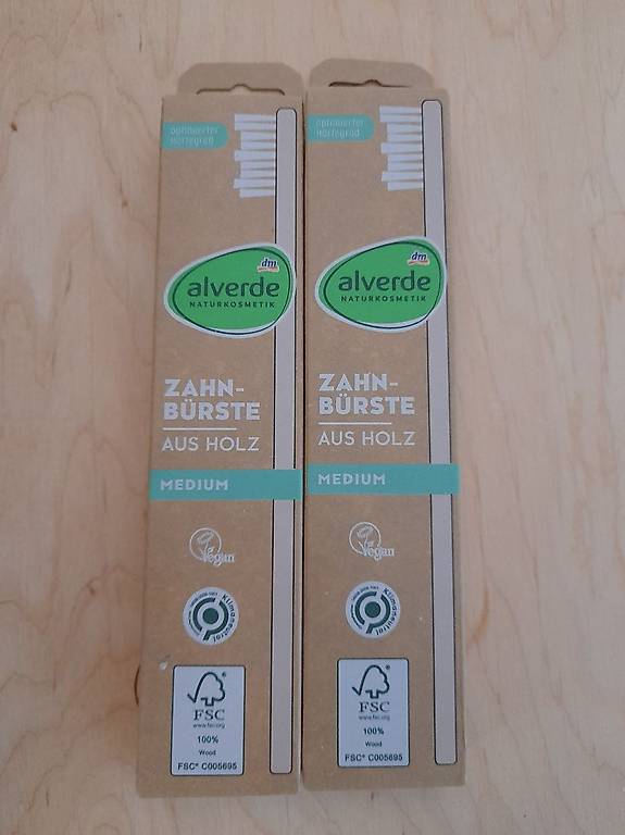 Alverde Zahnbürste Holz mittel vegan