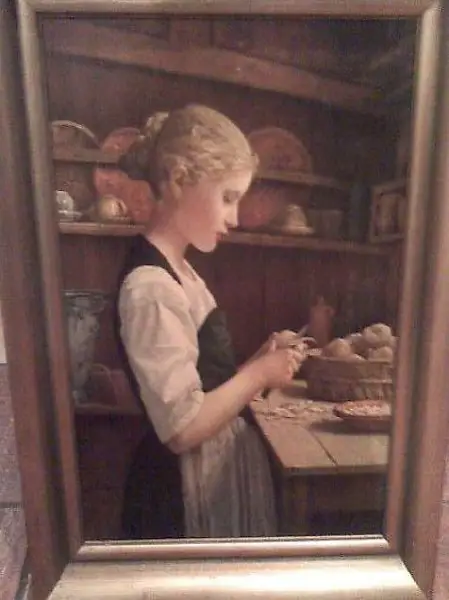 Kartoffelschälendes Mädchen (Druck)