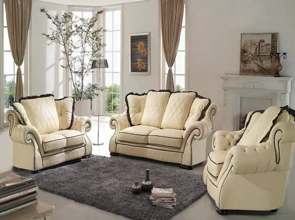  KLASSISCHE COUCHGARNITUR LEDER GARNITUR 3+2+1 SOFAS COUCHEN