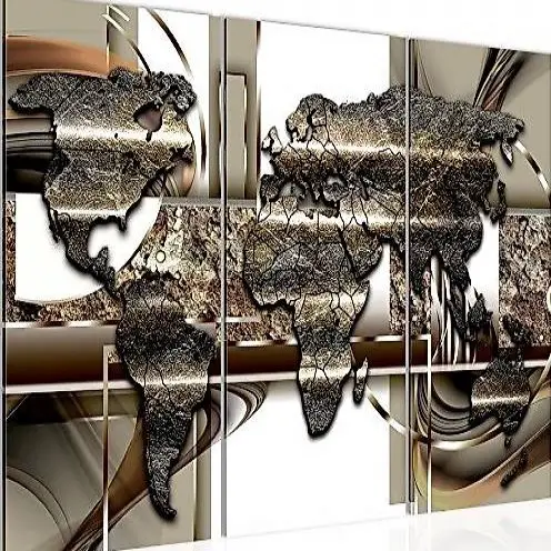  3-tl Leinwandbild Weltkarte NEU