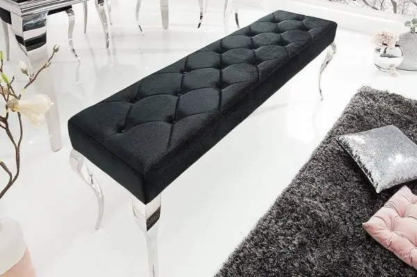  Elegante Sitzbank BAROCK 172cm schwarz Samt