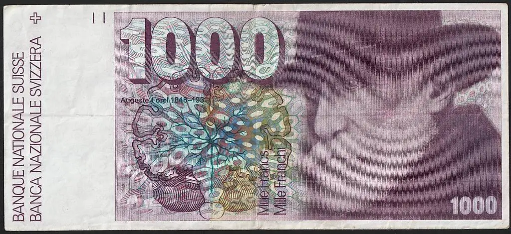 Banknote Schweiz 1000 Franken Francs Serie 6 1977