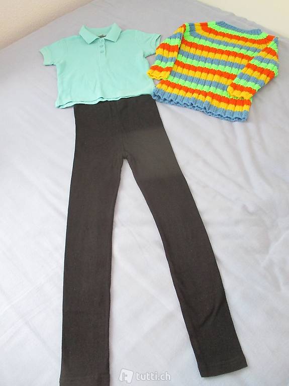 boy- gr.110- 116 - leggings set - poloshiirt und pullover