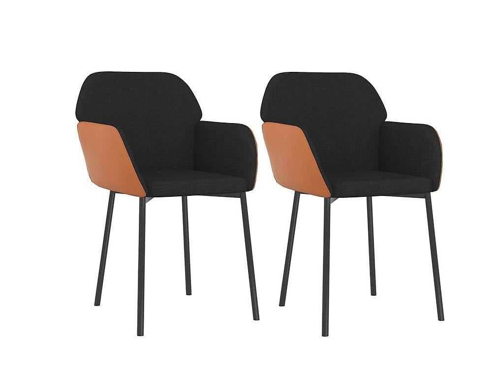 Esszimmerstühle 2 Stk. Schwarz Stoff und Kunstleder