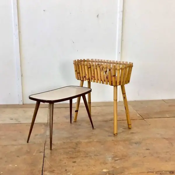  Vintage Blumen Tisch Bambus Korb Tischli