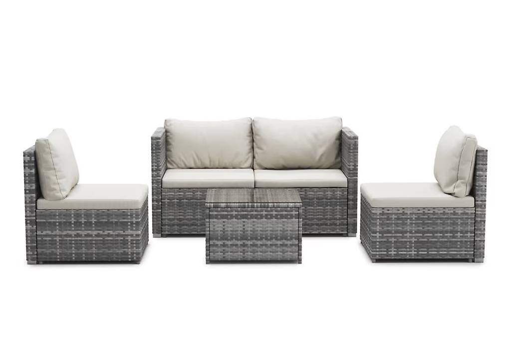 Rattanlounge CAGLIARI grau/weiss