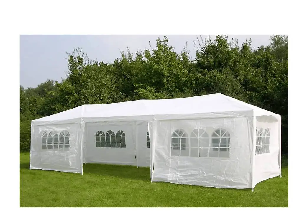 Partyzelt mit Seitenwänden 3 x 9 m Weiss