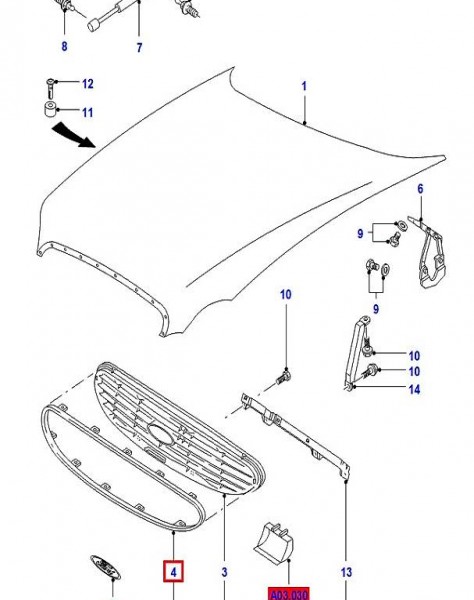  Zierleiste Kühlergrill für Ford Scorpio 1085462