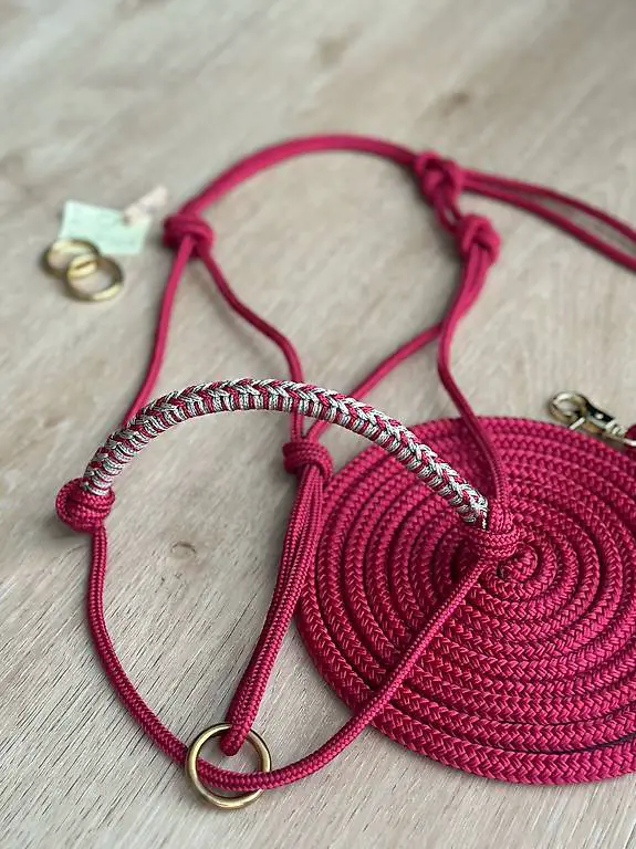Handgemachtes Knotenhalfter mit Bodenarbeitsseil