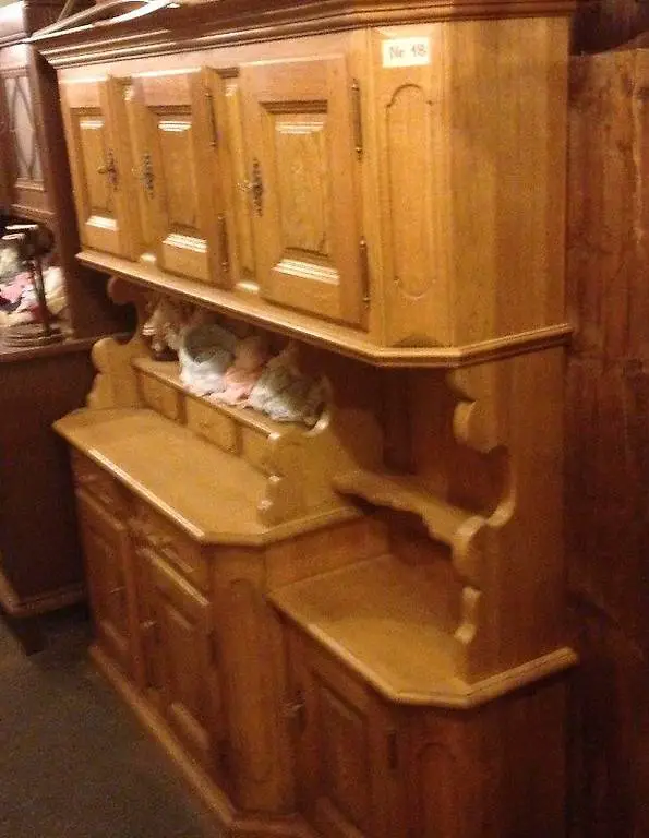 Barock Buffet Eiche mit Intarsien diverser Alpenblumen