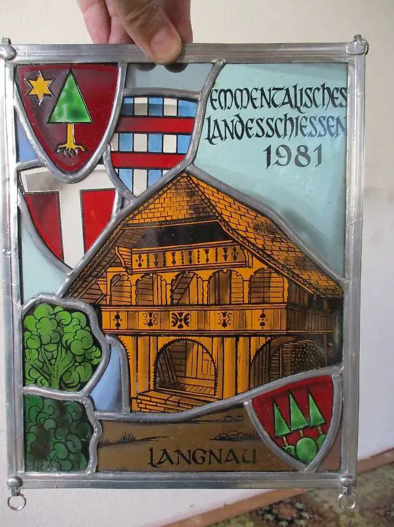 Wappen-Scheibe Blei Reich Emmental Langnau Schiessen RAR