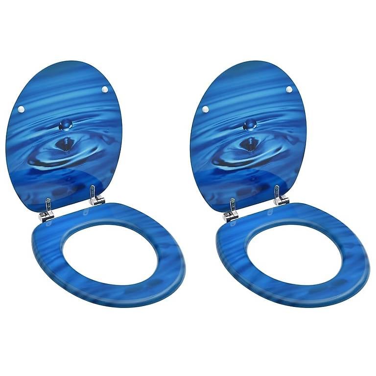Toilettensitze mit Deckel 2 Stk. MDF Blau Was