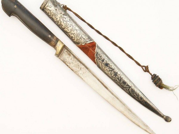  Antiker Dolch - Silberscheide mit Einlagen aus Niello