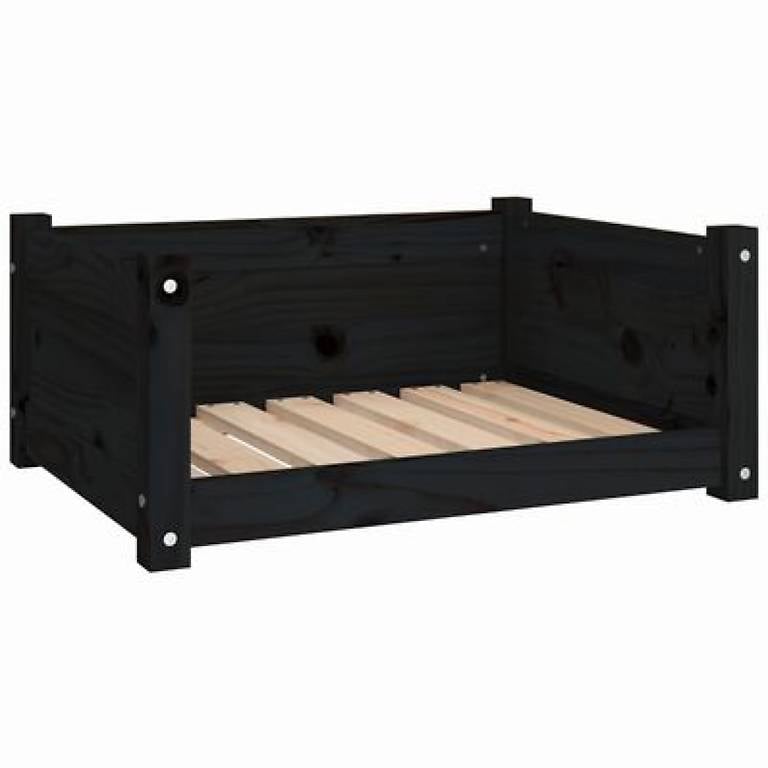 Hundebett Schwarz 65,5x50,5x28 cm Massivholz Kiefer