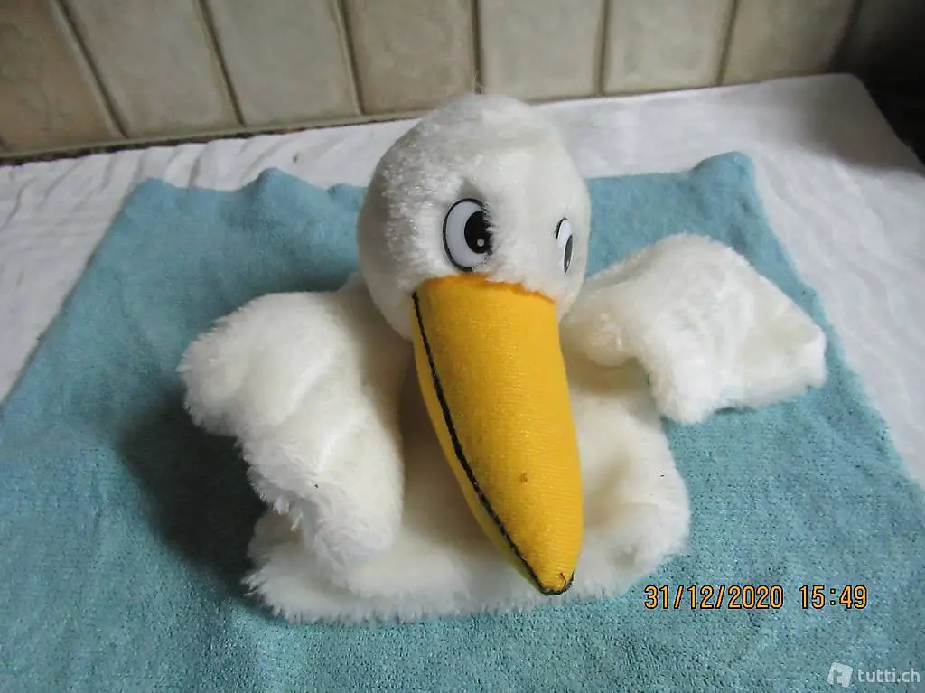 Handpuppe, weisser Rabe, Storch