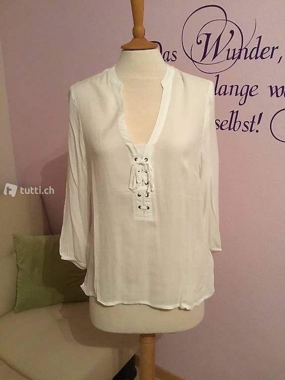 Super leichte, weisse Langarmbluse Gr. L