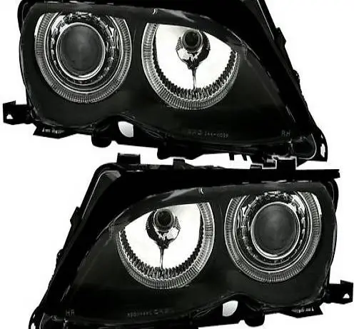  DEPO ANGEL EYES SCHEINWERFER SET SCHWARZ für 3er BMW E46 Lim