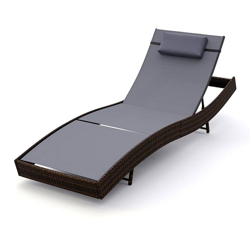 Liegestuhl Rattan WAVE braun