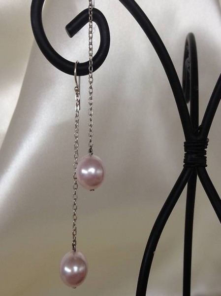 A vendre crochets oreilles Argent 925 perle nacrée Swarovsk