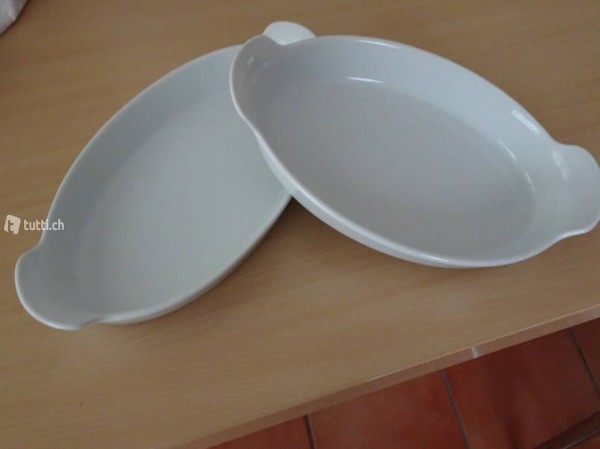 Auflaufform/Gratinform 2 Stück weiss oval