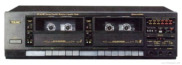 TEAC Doppel Kassetten Tape Deck - W-450 R Black Top Klang