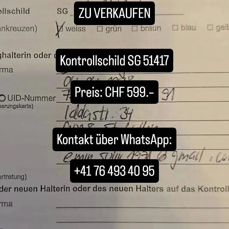 Kontrollschild SG 51417