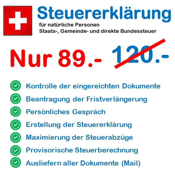 Steuererklärung ausfüllen ab für 89 Fr.