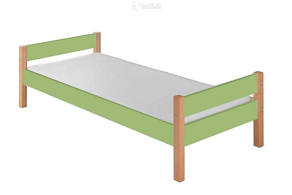  Infanskids Color Einzelbett, 90x200cm, Pfosten Buche / MDF
