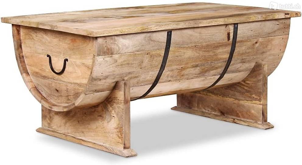  Mangoholz Massiv Couchtisch 88x50x40 cm