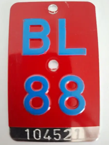 alte BL-Velonummer /BL-Fahrradnummer, BL 88