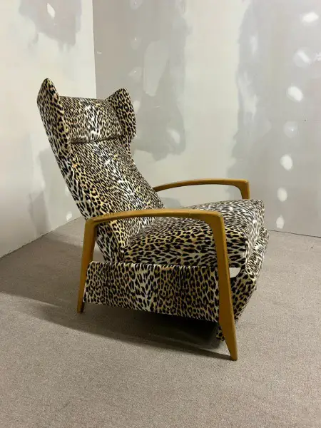 Deutscher Mid Century Relaxsessel mit Leopardenmuster 70er