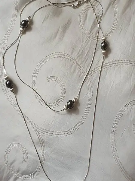 Sautoir ou collier 2 en 1 Argent 925 Swarovski Dark Grey