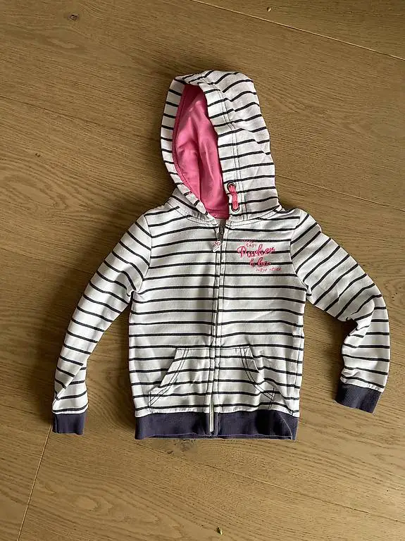 Sweatshirt Hoodie Jacke Gr. 98 blau weiss gestreift