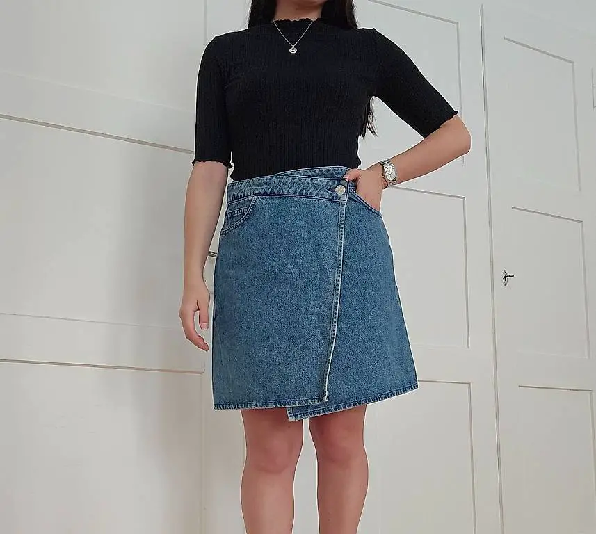 Just Female Wrap Front Jeansrock denim 100% Bio Baumwolle S