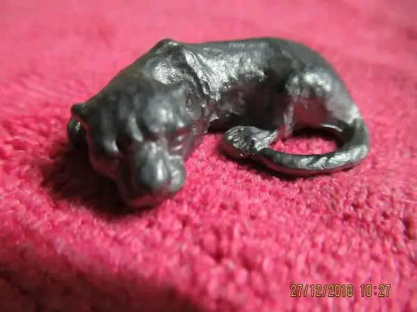  Zinnfigur, SILBER?, Reinzinn?, Löwe? Katze?