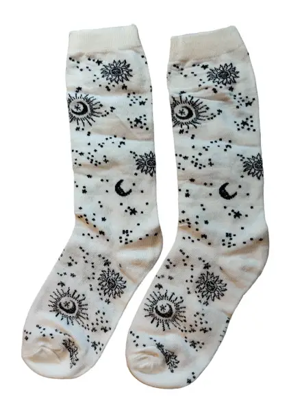 Socken Mond / Sterne white