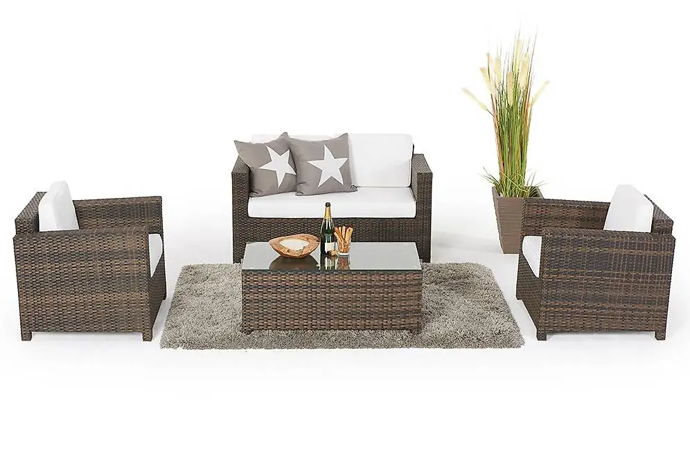 Salon de jardin, 1 sofa, 2 fauteuils 1 table