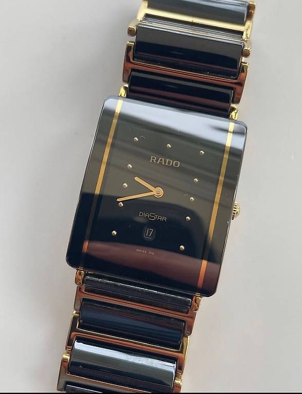 Unisex Rado Diastar Ceramic Gold Schwarz Faltschliesse Topp